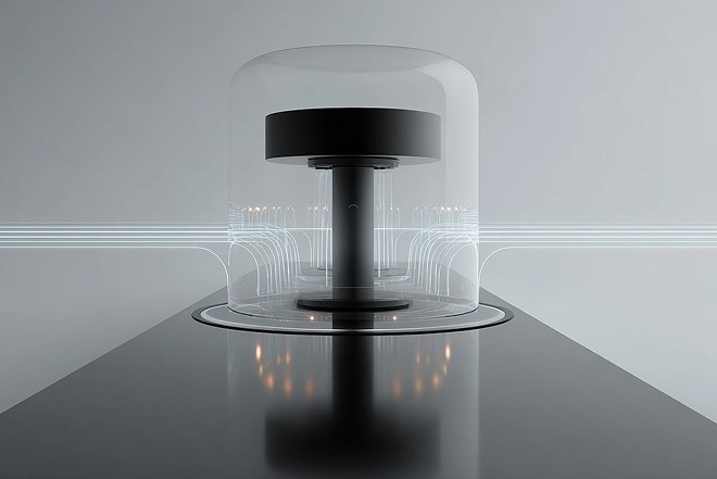 Security AI, a sensor unit under a glowing glass dome